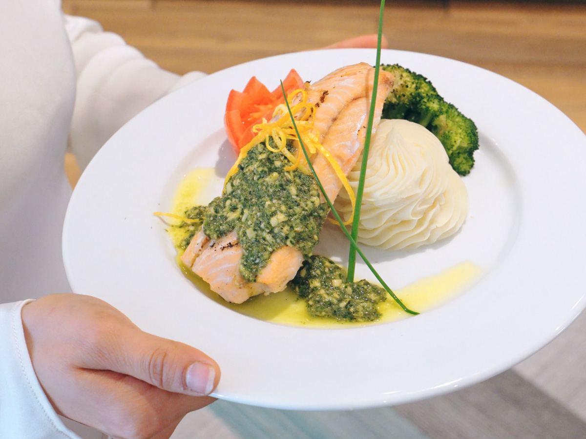 Gourmet plated meal served with elegant presentation in a fine dining setting.